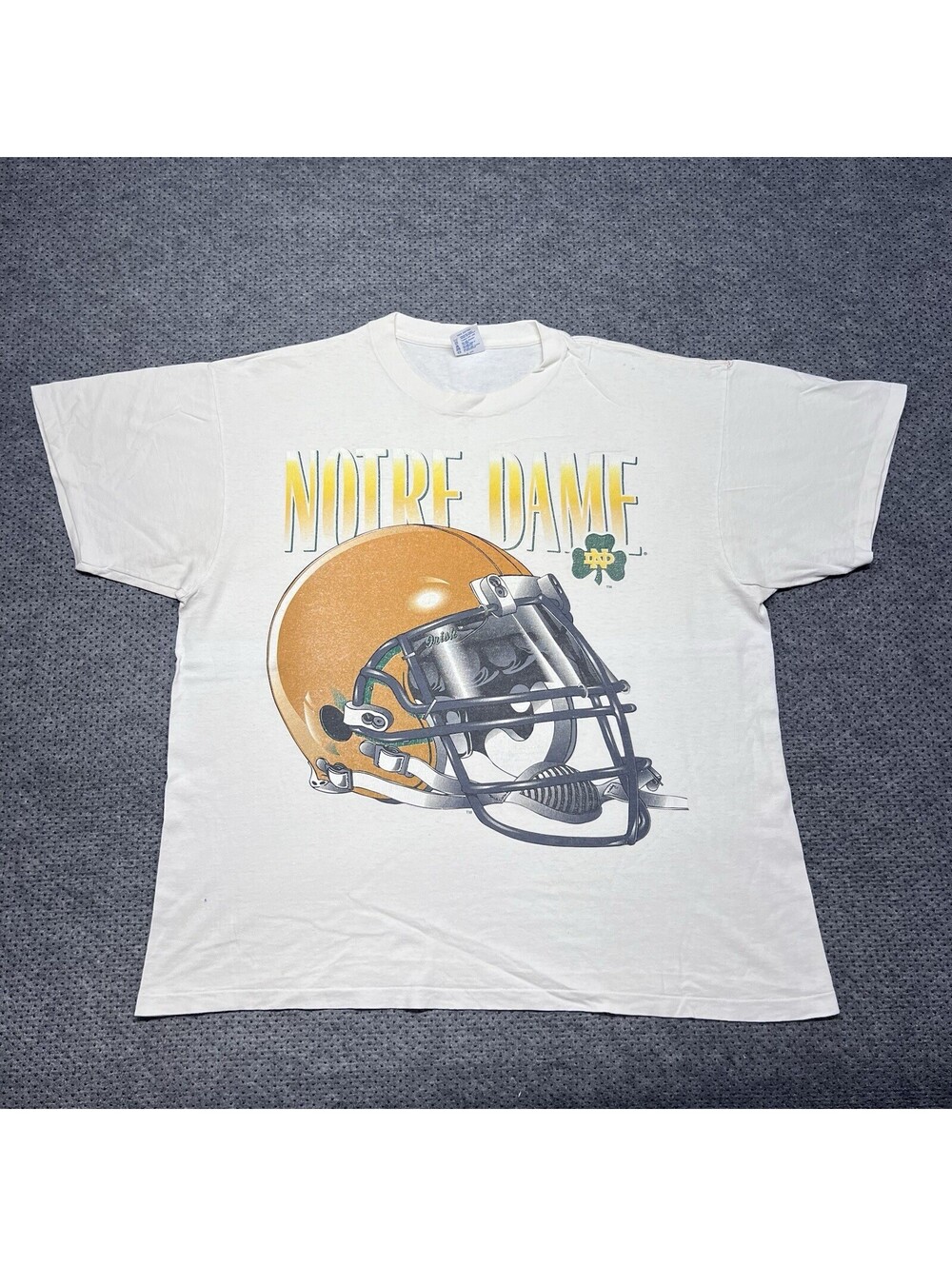 Vintage 1990S Notre Dame University Fighting Irish T-Shirt XL Rare Men’s White